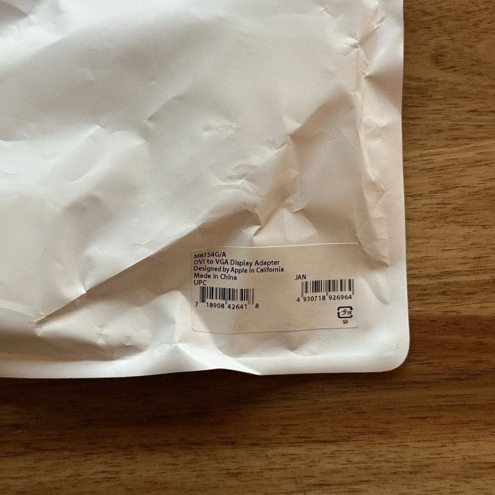 OEM Apple DVI to Video Adapter M9267G/A White Genuine Authentic NEW SEALED